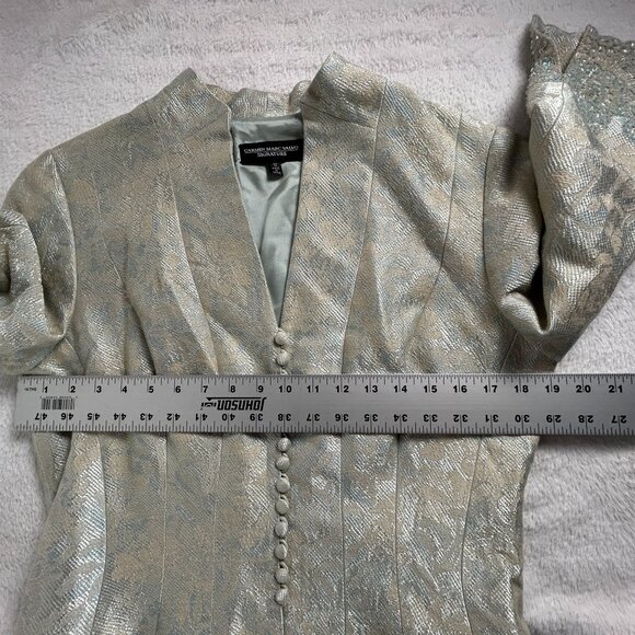 Carmen Marc Valvo Signature Womens Embellished Sleeve Brocade Jacket Size 12 - Picture 8 of 9